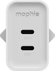 מטען קיר 45W עם 2 חיבורי Type-C מבית mophie - צבע לבן