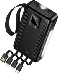 סוללת גיבוי 20000mAh טעינה מהירה 22.5W עם 4 כבלים מובנים ופנס Hoco J173