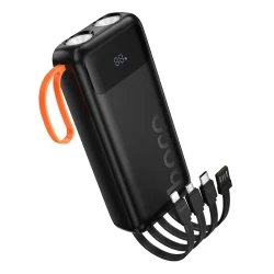 סוללת גיבוי 20000mAh עם 4 כבלים מובנים ו-2 פנסים HOCO J151A